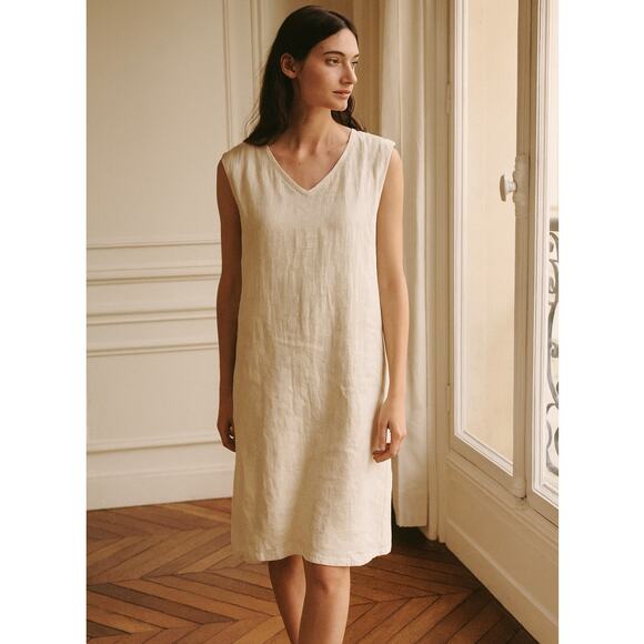 Bryn Walker Tan Linen Sleeveless Tunic Dress Large - Picture 1 of 7